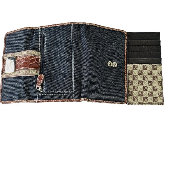 Vintage Y2K Liz Claiborne Denim Vegan Leather Hobo Bag & 2 Matching Wallets - Picture 10 of 12